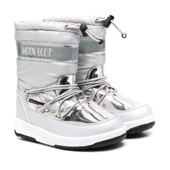 Moon Boot Original Jr. Girls’ Soft WP Metallic Silver Waterproof Snowboots - Picture 2 of 13